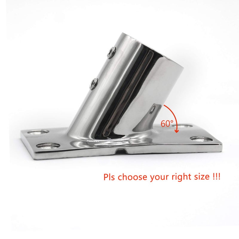 NRC&XRC Boat Hand Rail Fitting-60 Degree 1 inch Rectangular Base-Marine 316 Stainless Steel usd by Boats/Awning - Image 2